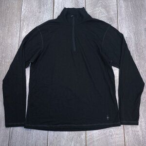 Smartwool Sweater Mens Large Merino Wool 1/4 Zip Black Pullover Long Sleeve Top